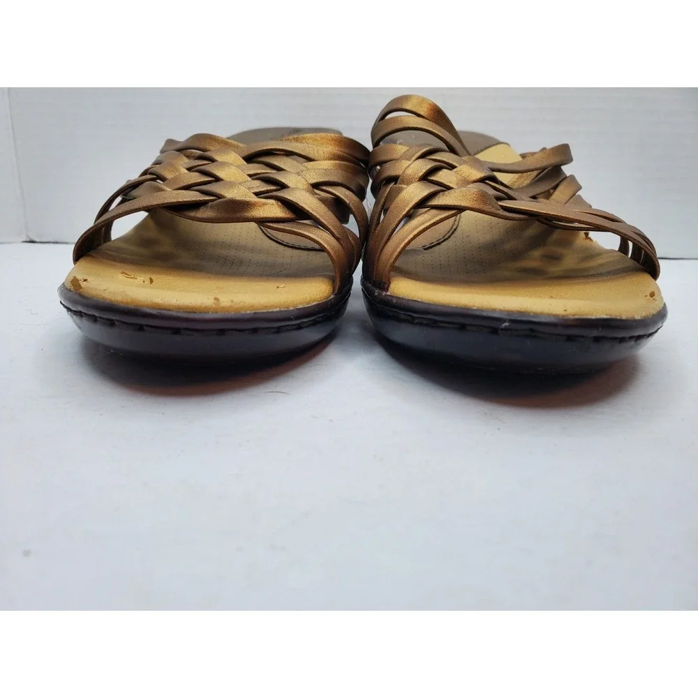 Y2K Sandals Merona Gold Small Heel Wedge Size 9 Fast Shipping